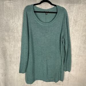 Eileen Fisher Sweater Womens 2X Green Merino Wool Quiet Luxury Preppy Career